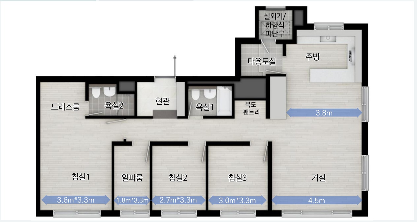 광주 더한플러스 아파트 84B 평면도